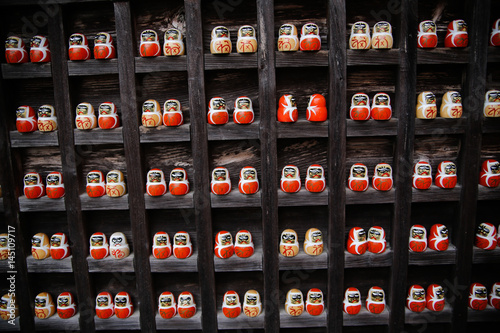 daruma or red-painted good-luck doll in Japan