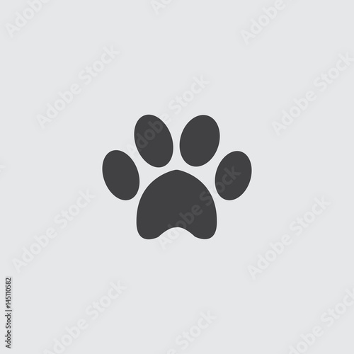 Animal paw icon in a flat design in black color. Vector illustration eps10