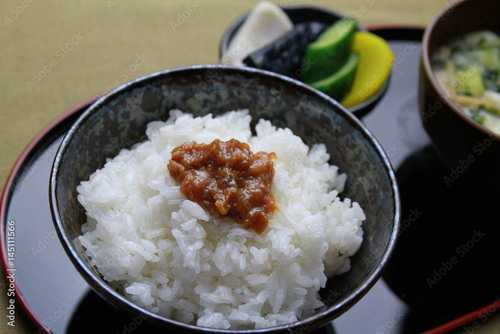 白米と肉みそ 白米と肉みそ