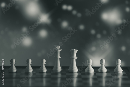 Chess strategy concept is on the bright background
