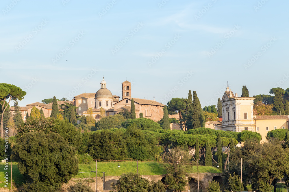 Rome, Italy. Ancient churches on the Celius hill