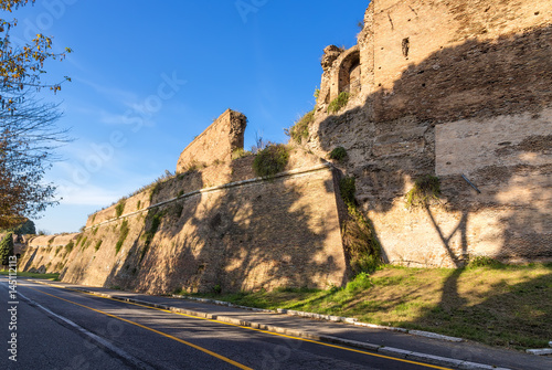Rome, Italy. A section of the wall of Aurelian with watchtowers, III cent.