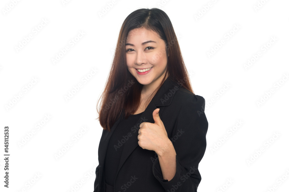 businesswoman with thumb up on white background businesswoman with thumb up on white background