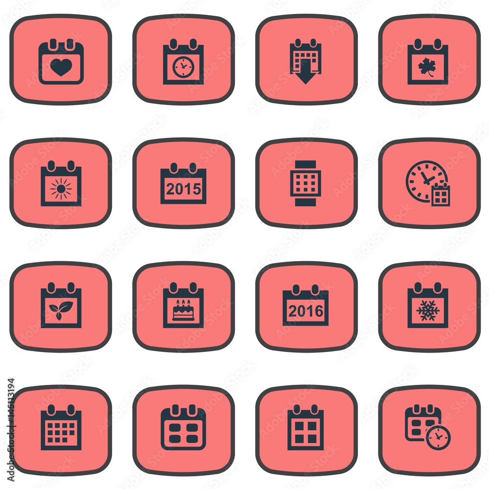 Vector Illustration Set Of Simple Date Icons. Elements Deadline