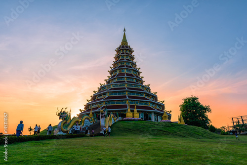 Wat Huai Pla Kung (Temple) in Chiang Rai,Thailand.APR 20,2017 Wat Huai Pla Kung temple the pagoda in Chinese style in Chiangrai province of Thailand.well known wordwide.
