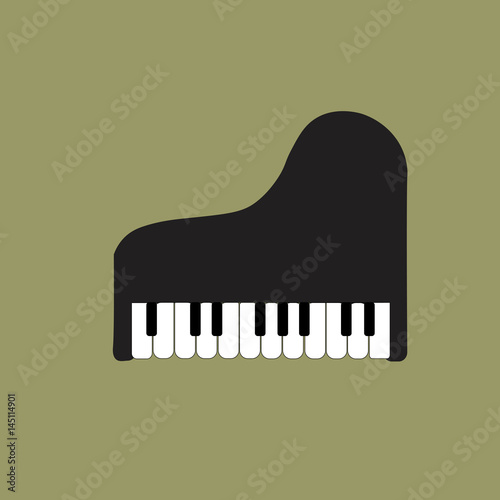 Top view Grand piano and chair. Music instrument. Vector illustration