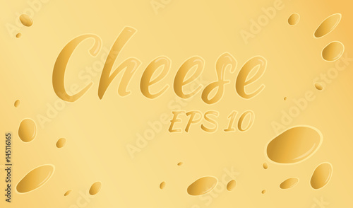 Vector illustration. Yellow cheese with holes. Food concept for your design
