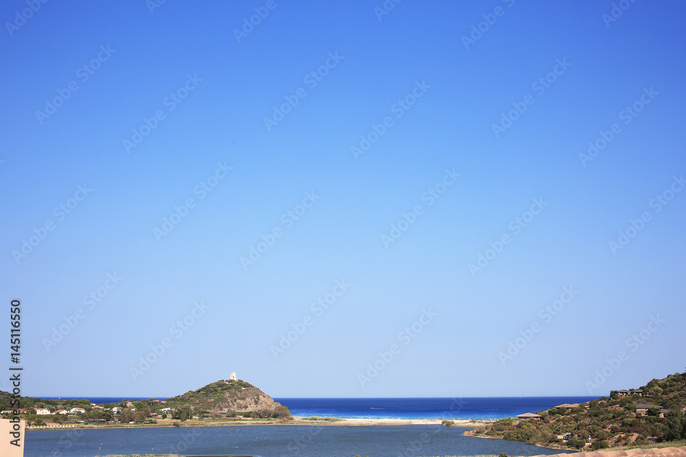 Vista panoramica della Torre di Chia in Sardegna