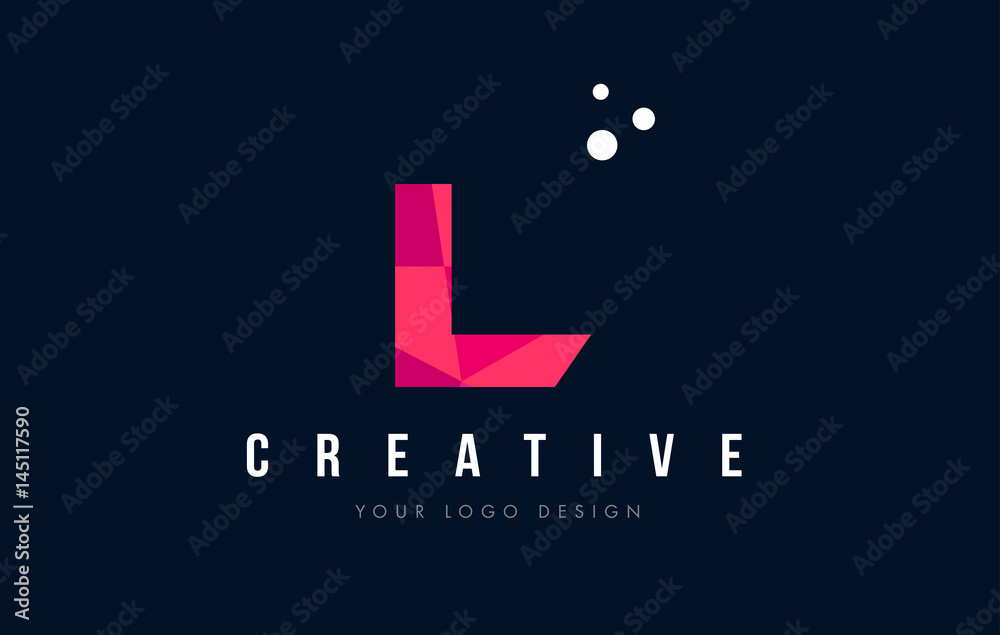 L Letter Logo with Purple Low Poly Pink Triangles Concept
