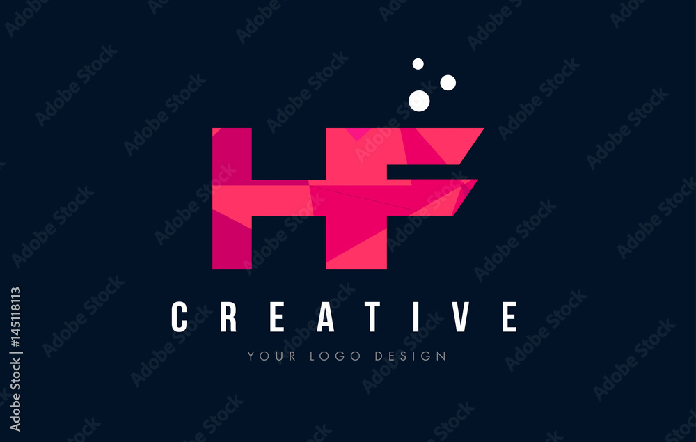 Obraz premium HF H F Letter Logo with Purple Low Poly Pink Triangles Concept