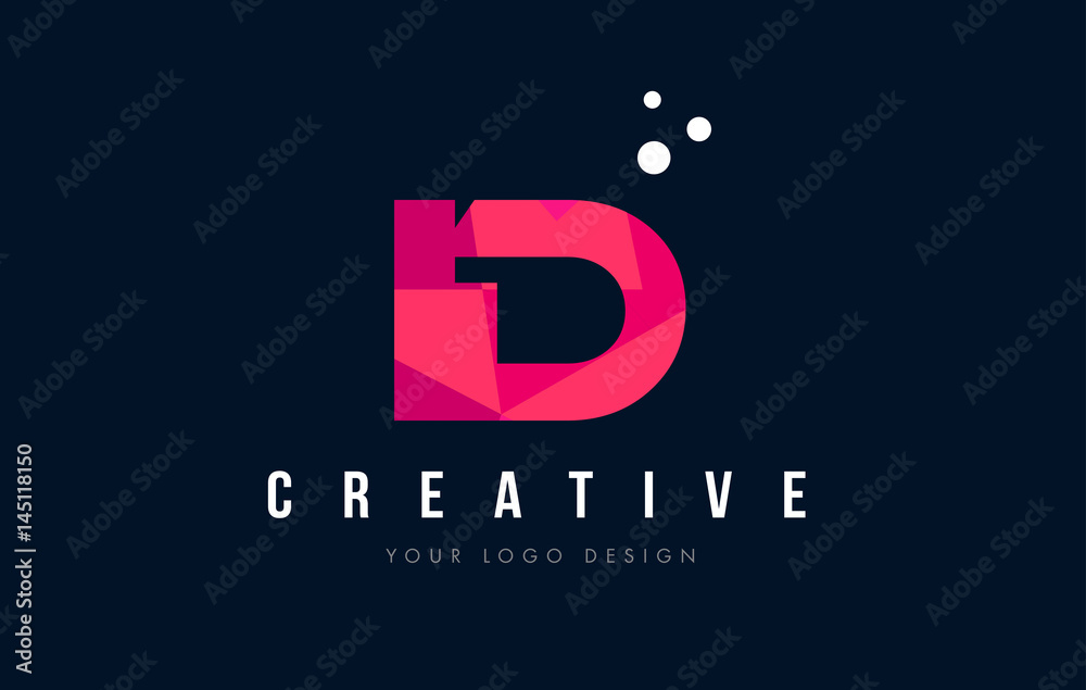 ID I D Letter Logo with Purple Low Poly Pink Triangles Concept ID I D Letter Logo with Purple Low Poly Pink Triangles Concept