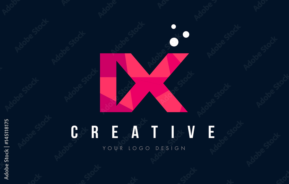 IX I X Letter Logo with Purple Low Poly Pink Triangles Concept IX I X Letter Logo with Purple Low Poly Pink Triangles Concept