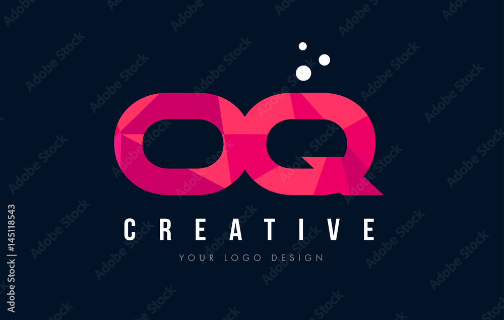 OQ O Q Letter Logo with Purple Low Poly Pink Triangles Concept OQ O Q Letter Logo with Purple Low Poly Pink Triangles Concept