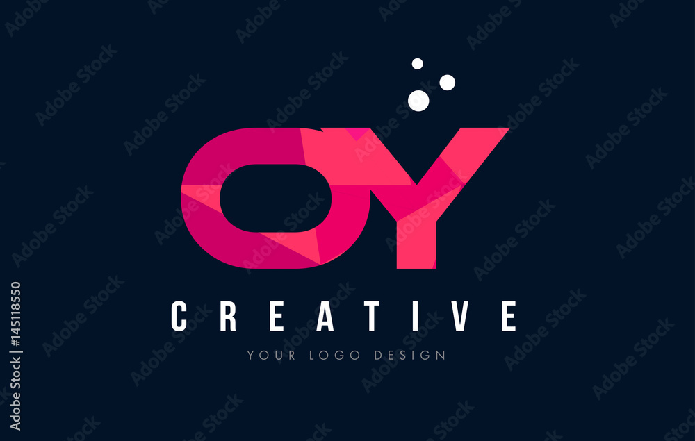 OY O Y Letter Logo with Purple Low Poly Pink Triangles Concept OY O Y Letter Logo with Purple Low Poly Pink Triangles Concept