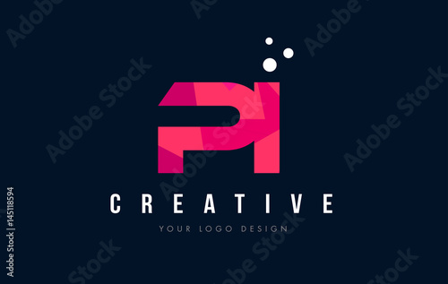 PI P I Letter Logo with Purple Low Poly Pink Triangles Concept