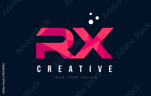 RX R X Letter Logo with Purple Low Poly Pink Triangles Concept