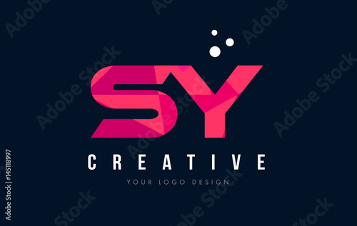 SY S Y Letter Logo with Purple Low Poly Pink Triangles Concept