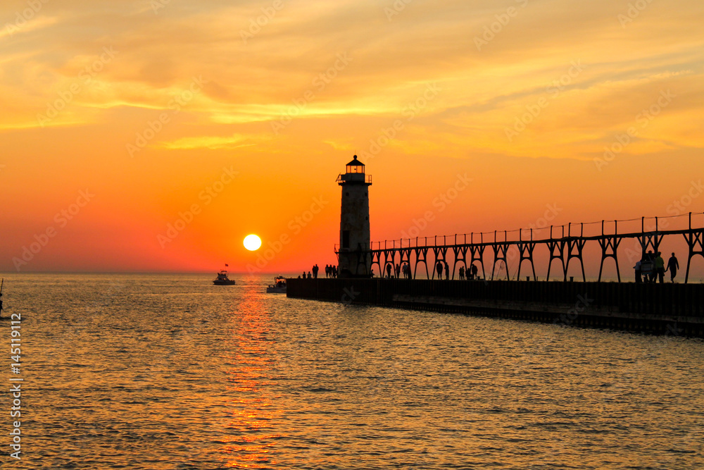Sunset Over the Manistee Lighthouse