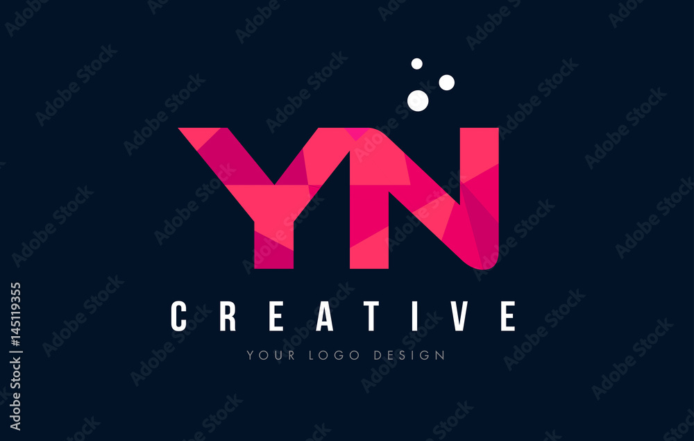 YN Y N Letter Logo with Purple Low Poly Pink Triangles Concept - obrazy, fototapety, plakaty 