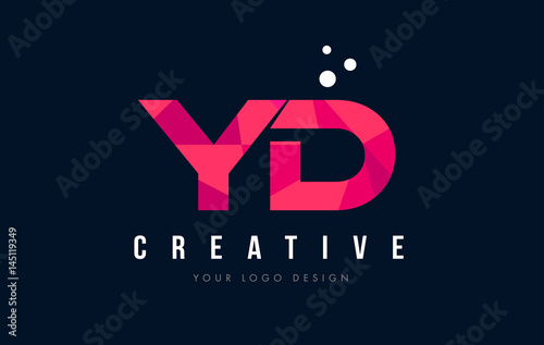 YD Y D Letter Logo with Purple Low Poly Pink Triangles Concept