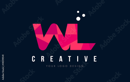 WL W L Letter Logo with Purple Low Poly Pink Triangles Concept photo