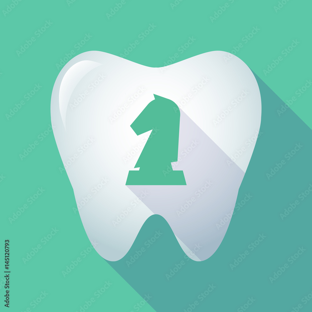 Long shadow tooth with a knight chess figure Long shadow tooth with a knight chess figure