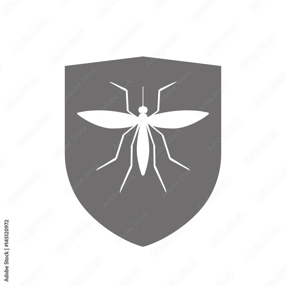 Isolated shield with a mosquito Isolated shield with a mosquito
