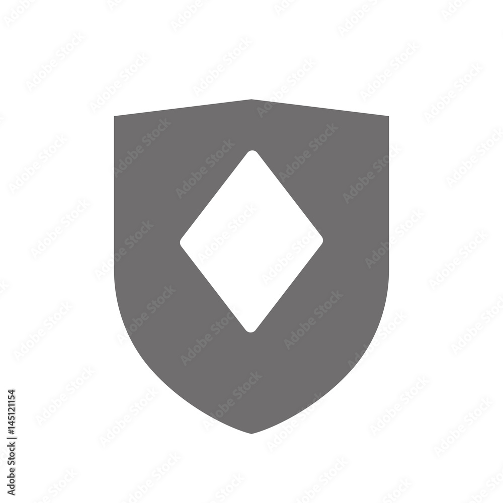Isolated shield with the diamond poker playing card sign Isolated shield with the diamond poker playing card sign