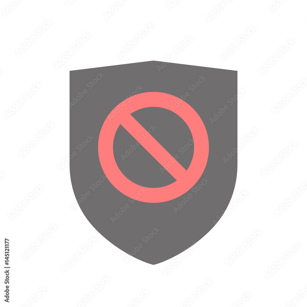 Isolated shield with a forbidden sign Isolated shield with a forbidden sign