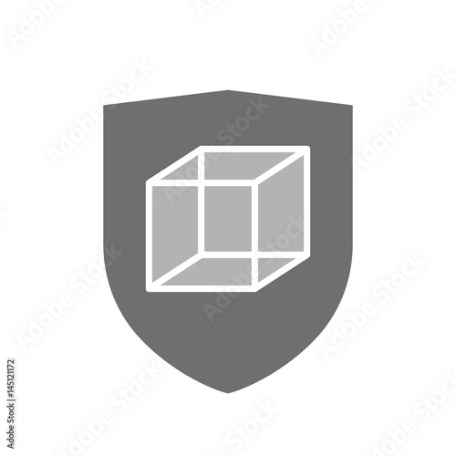 Isolated shield with  a cube sign