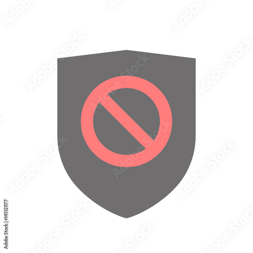 Isolated shield with  a forbidden sign