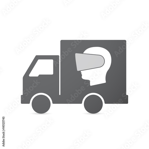 Isolated truck with  a male head wearing a virtual reality headset