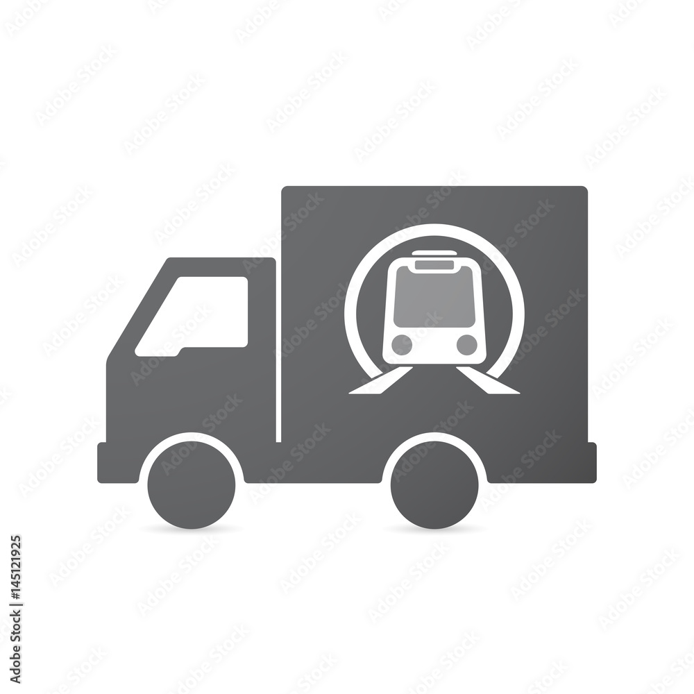 Isolated truck with  a subway train icon