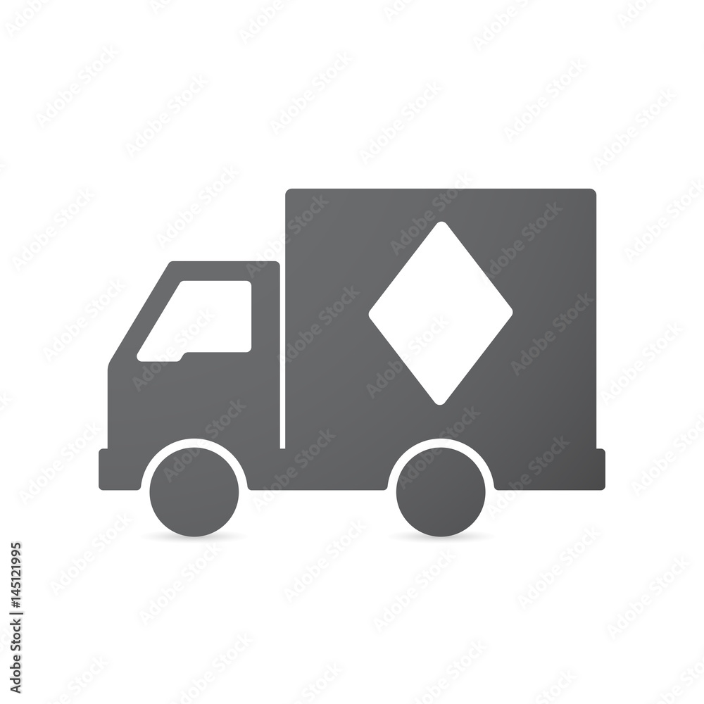 Isolated truck with the diamond poker playing card sign Isolated truck with the diamond poker playing card sign