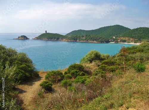 Plage de Fautea et Tour Génoise Fautea, Corse 