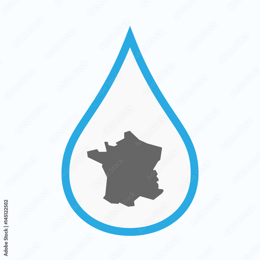 Obraz premium Isolated water drop with the map of France