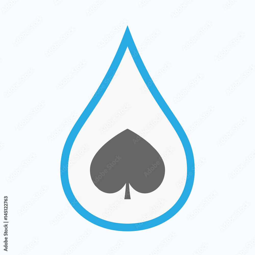 Fototapeta premium Isolated water drop with the spade poker playing card sign