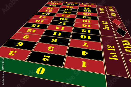 Traditional European Roulette Table perspective vector illustration