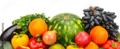 fruits and vegetables isolated on white background