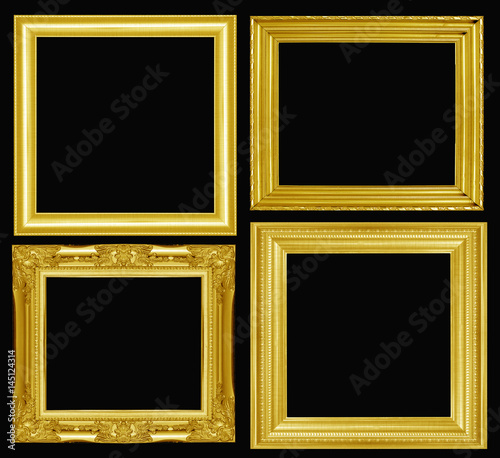 collection of gold picture frame. Isolated