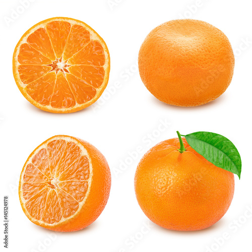 Mandarin set isolated on white background