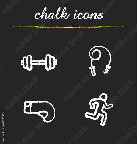 Sport chalk icons set