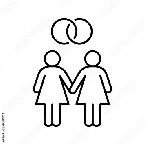 Lesbian marriage linear icon