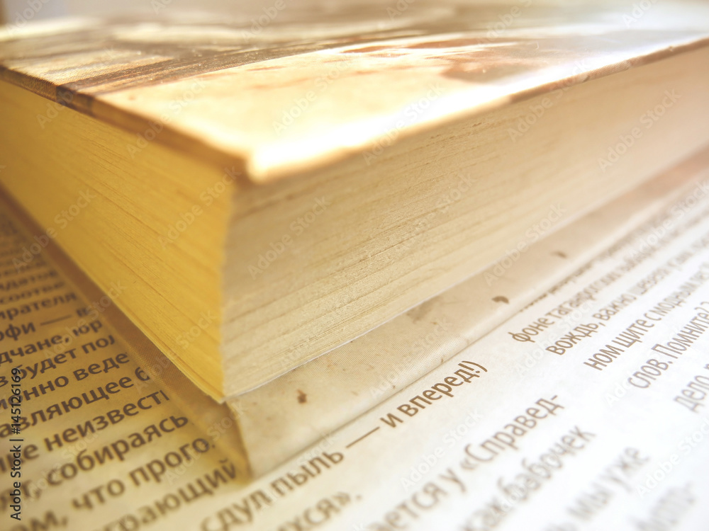 Obraz premium Closed book on words background