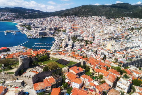 Aerial view the city of Kavala in northern Greek