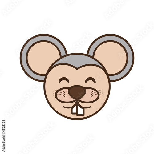 cute mouse face kawaii style vector illustration eps 10