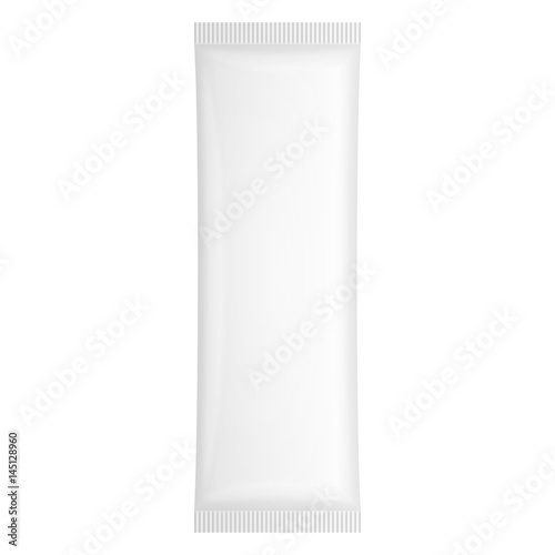 White Blank Plastic Pouch Pocket Bag. Transparent. Illustration Isolated On White Background. Mock Up Template Ready For Your Design. Vector EPS10