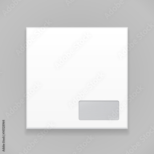 White Blank Envelope. Illustration Isolated On Gray Background. Mock Up Template Ready For Your Design. Vector EPS10