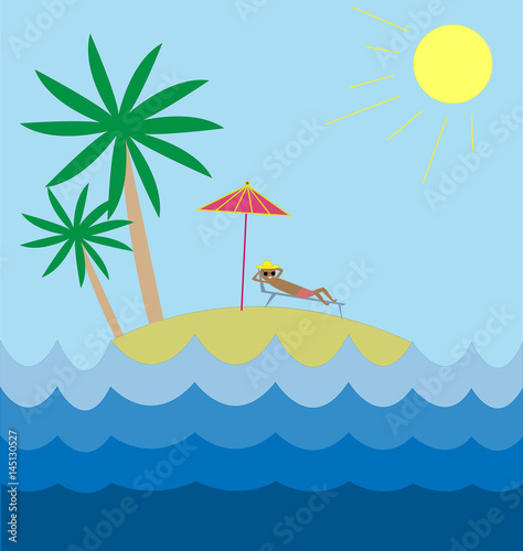 Happy man on the beach of tropical island