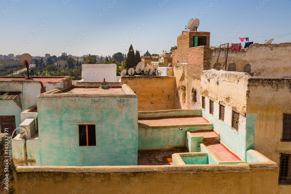 Roofs and terraces in Fes Medina, Morocco